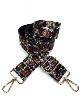 Rhinestone Guitar Strap RS038W LEOPARD